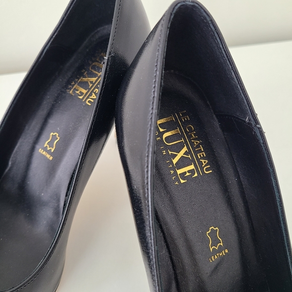 NWOT Made in Italy 🇮🇹 Black Genuine Leather Heels/Pumps - Picture 2 of 4